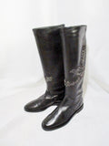 NEW JIMMY CHOO WYLIE EAGLE BIRD Leather BOOT 36.5 6 BLACK Moto