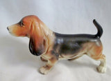 Vtg Antique DOG BEAGLE Hound Ceramic Figurine Porcelain BROWN WHITE