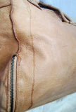 PRAGUE Cowhide Leather Shoulder Bag Tote Handbag Satchel Saddle BROWN L