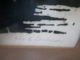Vintage THREE ON A RIVER ALIX B. LANDMAN Framed Print ART WOODCUT BOAT CHILD
