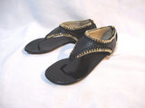 NEW Giuseppe Zanotti Leather Thong SANDAL SHOE 36 GOLD BLACK