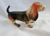 Vtg Antique DOG BEAGLE Hound Ceramic Figurine Porcelain BROWN WHITE