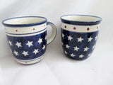 Set 2 Boleslawiec polish pottery MUG CUP RED WHITE BLUE Star Patriotic POLAND