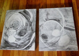 Set 2 CAROLINE ASHTON Ltd Edition TANGLED BRANCHES Canvas ART Print GRAY WHITE 24X19