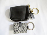 Set COACH Mini Wallet Keychain BLACK JACQUARD Change Purse Keyring