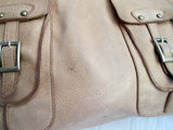 PRAGUE Cowhide Leather Shoulder Bag Tote Handbag Satchel Saddle BROWN L