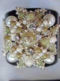 CHANEL RHINESTONE CUFF Bracelet BLACK PEARL Luxury