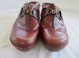 Womens NURTURE Leather Clog Shoe Slip-On Loafer Comfort 8.5 Mule BROWN Horsebit