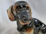 Vtg Antique DOG DACHSHUND Hound COIN BANK Ceramic Figurine Porcelain BLACK