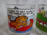 Set 1978 Vtg Garfield Odie McDonalds Glass Coffee Cup Mug Jim Davis COMIC