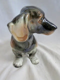 Vtg Antique DOG DACHSHUND Hound COIN BANK Ceramic Figurine Porcelain BLACK