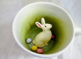 Signed SARAH SPADEMAN Treasure Surprise Animug Cup Mug EASTER BUNNY EGG Pottery USA