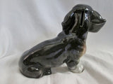 Vtg Antique DOG DACHSHUND Hound COIN BANK Ceramic Figurine Porcelain BLACK