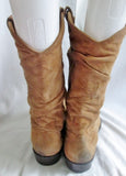 Mens ZODIAC Suede LEATHER Cowboy Slouch BOOT WESTERN BROWN 10