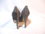 NEW BRIAN ATWOOD Leather Chainlink High Heel Pump Stiletto 36.5 GREY NWT