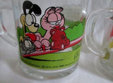 Set 1978 Vtg Garfield Odie McDonalds Glass Coffee Cup Mug Jim Davis COMIC