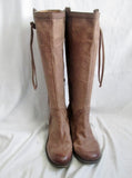 Womens NINE WEST VINTAGE AMERICA Fishtail LEATHER Moto BOOT BROWN 9.5 Knee High Rocker