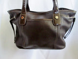 TIGNANELLO Leather Handbag Satchel Tote Shoulder Hobo Bag BROWN Ruched Pleated