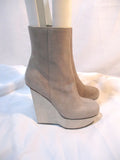 NEW NWT ACNE HYDRO-SUE Suede PLATFORM WEDGE Boot Bootie 37 STONE BEIGE