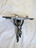 Vtg ANTIQUE 9" Metal Iron WALL SCONCE Cherub Baby Nouveau Deco Angel BLACK