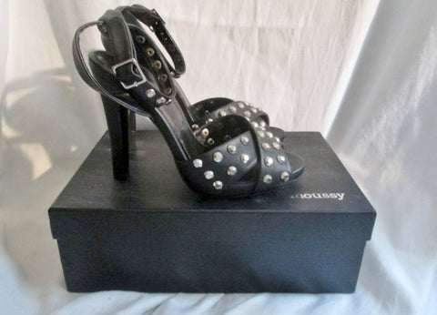 Womens MOUSSY Strappy High Heel Pumps Shoes Sandals Stud BLACK L 7-8 Punk Goth