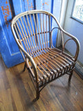 Antique Vintage Antique 30" WICKER CHAIR Woven Estate Armchair