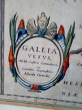Vintage Antique GALLIA VETVS LATIN EUROPE Framed MAP Atlas Cartography 24X28"