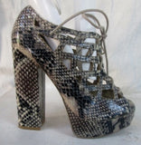 Womens MIA Peep Toe Sandals High Heel Vegan SNAKESKIN LEATHER 8.5 GRAY