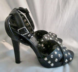 Womens MOUSSY Strappy High Heel Pumps Shoes Sandals Stud BLACK L 7-8 Punk Goth