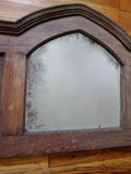 Vtg Handmade Carved Wood Primitive MIRROR Mantle Wall Hanging Rustic Medieval Tabletop