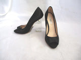 PRADA MILANO ITALY Clear Heel Pump Satin Peep Toe Shoe 36 BLACK