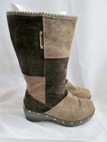 Womens Ladies CROCS COBBLER Tall BROWN PATCHWORK Suede Leather Boot 9 STUD