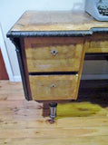 Vintage H & K ANTIQUES Antique DESK WOOD Brown Drawer