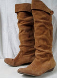 Womens NINE WEST Suede Leather Over Knee High Slouch Boot 7.5 BROWN CHESTNUT