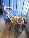 Antique Vintage Antique 30" WICKER CHAIR Woven Estate Armchair