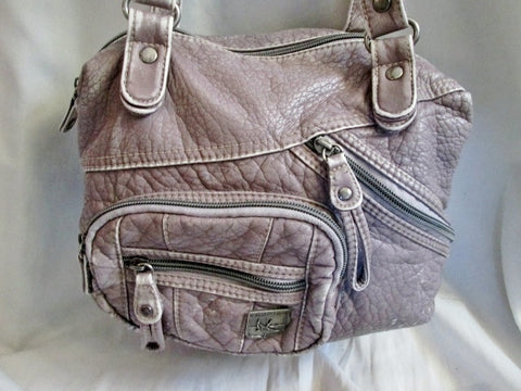 SPARROW TRUE Vegan Faux Leather Hobo Shoulder Bag Purse Crossbody GRAY PATCHWORK