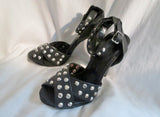 Womens MOUSSY Strappy High Heel Pumps Shoes Sandals Stud BLACK L 7-8 Punk Goth