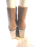 NEW NWT ACNE HYDRO-SUE Suede PLATFORM WEDGE Boot Bootie 37 STONE BEIGE
