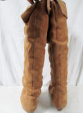 Womens NINE WEST Suede Leather Over Knee High Slouch Boot 7.5 BROWN CHESTNUT