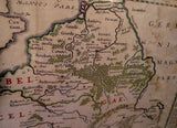 Vintage Antique GALLIA VETVS LATIN EUROPE Framed MAP Atlas Cartography 24X28"