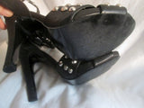 Womens MOUSSY Strappy High Heel Pumps Shoes Sandals Stud BLACK L 7-8 Punk Goth