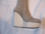 NEW NWT ACNE HYDRO-SUE Suede PLATFORM WEDGE Boot Bootie 37 STONE BEIGE