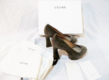 NEW CELINE PARIS ITALY CARVED Suede Pump Shoe 36 6 GRAY GREY NWT LEATHER Womens