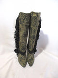 NEW NWT ISABEL MARANT PYTHON SAILOR KAKI Tall Knee High Boot 36 FRINGE Snake