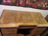 Vintage H & K ANTIQUES Antique DESK WOOD Brown Drawer