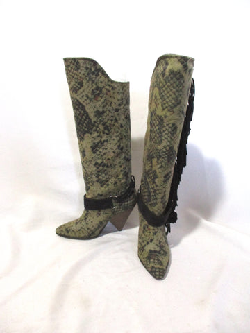 NEW NWT ISABEL MARANT PYTHON SAILOR KAKI Tall Knee High Boot 36 FRINGE Snake