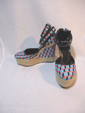 NEW PIERRE HARDY Cotton Cube WEDGE HEEL Shoe 37 Espadrille BLUE