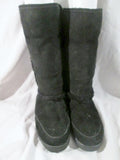 Womens LOYE Suede Shearling Sherpa Mukluk Leather Winter BOOTS 8 BLACK