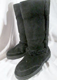 Womens LOYE Suede Shearling Sherpa Mukluk Leather Winter BOOTS 8 BLACK