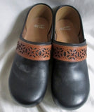 EUC Womens DANSKO Suede Leather Clogs Shoes Slip-On Mules BLACK 41 10.5 BROWN Cutout